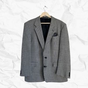 Vintage oversized Houndstooth wool blazer in b&w